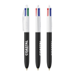 Kugelschreiber aus Kunststoff mit Soft-Touch-Oberfläche und 4 Farben Tinte BIC® farbe weiß/schwarz