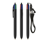 Kunststoff-Kugelschreiber mit Umhängeband zum Umhängen und 4-Farben-Tinte BIC® farbe schwarz