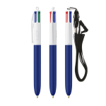Kunststoff-Kugelschreiber mit Umhängeband zum Umhängen und 4-Farben-Tinte BIC® farbe marineblau