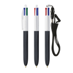 Kugelschreiber aus Kunststoff in Holzoptik mit 4 Farben Tinte BIC® farbe schwarz