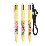 Kugelschreiber aus Kunststoff in Pastelltönen mit Umhängeband und 4-farbiger Tinte BIC® farbe pastellgelb