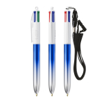 BIC®-Kugelschreiber aus Kunststoff in zweifarbigem Metallic-Look mit 4 Farben Tinte farbe blau