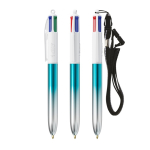BIC®-Kugelschreiber aus Kunststoff in zweifarbigem Metallic-Look mit 4 Farben Tinte farbe türkis