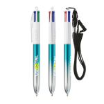 BIC®-Kugelschreiber aus Kunststoff in zweifarbigem Metallic-Look mit 4 Farben Tinte farbe türkis