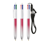 BIC®-Kugelschreiber aus Kunststoff in zweifarbigem Metallic-Look mit 4 Farben Tinte farbe pink