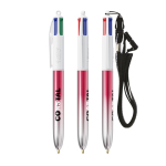 BIC®-Kugelschreiber aus Kunststoff in zweifarbigem Metallic-Look mit 4 Farben Tinte farbe pink