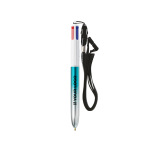 BIC®-Kugelschreiber aus Kunststoff in zweifarbigem Metallic-Look mit 4 Farben Tinte Ansicht mit Druckbereich