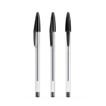 Klassischer transparenter Kunststoffkugelschreiber mit schwarzer Tinte BIC® Cristal® farbe schwarz