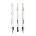 Nachfüllbarer Kunststoff-Kugelschreiber mit Klickmechanik und blauer Tinte BIC® farbe weiß
