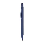 Kugelschreiber aus recyceltem Aluminium mit Touchspitze und gummierter Oberfläche, blaue Tinte farbe blau