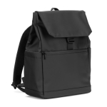 Rucksack aus Kunstleder mit Klappe, ideal für Laptops bis 16” farbe schwarz