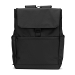 Rucksack aus Kunstleder mit Klappe, ideal für Laptops bis 16” farbe schwarz zweite Ansicht