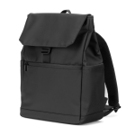 Rucksack aus Kunstleder mit Klappe, ideal für Laptops bis 16” farbe schwarz