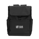 Rucksack aus Kunstleder mit Klappe, ideal für Laptops bis 16” Ansicht mit Druckbereich