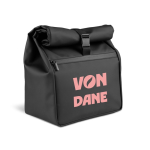 Rollbarer Kühltasche aus Kunstleder mit verstellbarem Verschluss 7 l farbe schwarz Ansicht mit Logo 1