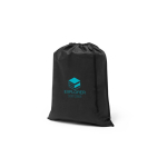 Turnbeutel aus Vliesstoff mit Kordelzugverschluss 60 g/m² farbe schwarz Ansicht mit Logo 1