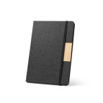 A5-Notizbuch mit Hardcover aus Bambus und RPET mit Verschluss, linierte Seiten farbe schwarz