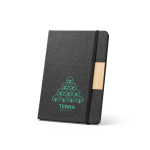 A5-Notizbuch mit Hardcover aus Bambus und RPET mit Verschluss, linierte Seiten farbe schwarz Ansicht mit Logo 1