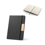 A5-Notizbuch mit Hardcover aus Bambus und RPET mit Verschluss, linierte Seiten Ansicht in vielen Farben