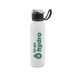 Sportflasche aus recyceltem Edelstahl, einwandig, 670 ml farbe weiß Ansicht mit Logo 1