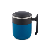 Doppelwandiger Reisebecher mit matter Oberfläche und rutschfester Basis 400 ml farbe blau zweite Ansicht