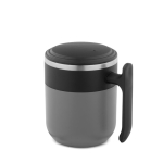 Doppelwandiger Reisebecher mit matter Oberfläche und rutschfester Basis 400 ml farbe grau