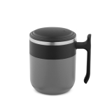 Doppelwandiger Reisebecher mit matter Oberfläche und rutschfester Basis 400 ml farbe grau zweite Ansicht
