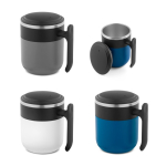 Doppelwandiger Reisebecher mit matter Oberfläche und rutschfester Basis 400 ml Ansicht in vielen Farben