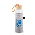 Flaschenhülle aus recyceltem Filz für den Transport farbe hellgrau Ansicht mit Logo 4