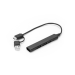 Umweltfreundlicher Multifunktions-USB-Hub mit 4 Anschlüssen und 10 W Ladeleistung farbe schwarz