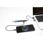 Umweltfreundlicher Multifunktions-USB-Hub mit 4 Anschlüssen und 10 W Ladeleistung farbe schwarz vierte Ansicht