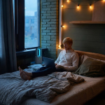 Tragbarer flügelloser Ventilator mit LED-Licht, 6 Farben und 4 Stufen farbe beige neunte Ansicht