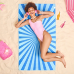Schnelltrocknendes RPET-Strandtuch mit Sublimationsdruck, 100 x 180 cm farbe blau siebte Ansicht