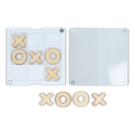 Untersetzer aus Kunststoff und Holz mit integriertem Tic-Tac-Toe-Spiel farbe weiß vierte Ansicht