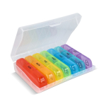 Wöchentlicher Tabletten-Organizer aus Kunststoff mit 7 Boxen und 3 Fächern pro Tag farbe mehrfarbig