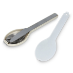 Set mit 3 Edelstahlbesteckteilen im robusten Kunststoffetui farbe beige