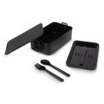Lunchbox mit zwei Ebenen, Verschlussclips und integriertem Besteck 1,55 l farbe schwarz zweite Ansicht