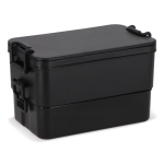 Lunchbox mit zwei Ebenen, Verschlussclips und integriertem Besteck 1,55 l farbe schwarz achte Ansicht