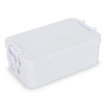 Lunchbox mit zwei Ebenen, Verschlussclips und integriertem Besteck 1,55 l farbe weiß