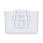 Lunchbox mit zwei Ebenen, Verschlussclips und integriertem Besteck 1,55 l farbe weiß vierte Ansicht