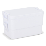 Lunchbox mit zwei Ebenen, Verschlussclips und integriertem Besteck 1,55 l farbe weiß achte Ansicht