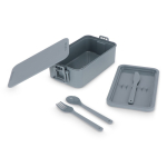 Lunchbox mit zwei Ebenen, Verschlussclips und integriertem Besteck 1,55 l farbe grau zweite Ansicht