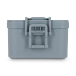 Lunchbox mit zwei Ebenen, Verschlussclips und integriertem Besteck 1,55 l farbe grau vierte Ansicht