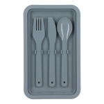 Lunchbox mit zwei Ebenen, Verschlussclips und integriertem Besteck 1,55 l farbe grau siebte Ansicht
