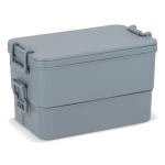 Lunchbox mit zwei Ebenen, Verschlussclips und integriertem Besteck 1,55 l farbe grau achte Ansicht