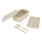 Lunchbox mit zwei Ebenen, Verschlussclips und integriertem Besteck 1,55 l farbe beige zweite Ansicht
