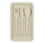 Lunchbox mit zwei Ebenen, Verschlussclips und integriertem Besteck 1,55 l farbe beige siebte Ansicht