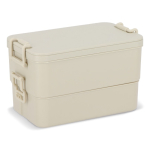 Lunchbox mit zwei Ebenen, Verschlussclips und integriertem Besteck 1,55 l farbe beige achte Ansicht