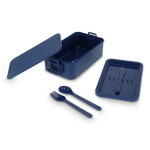 Lunchbox mit zwei Ebenen, Verschlussclips und integriertem Besteck 1,55 l farbe dunkelblau zweite Ansicht