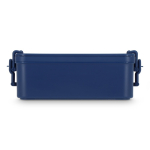 Lunchbox mit zwei Ebenen, Verschlussclips und integriertem Besteck 1,55 l farbe dunkelblau dritte Ansicht